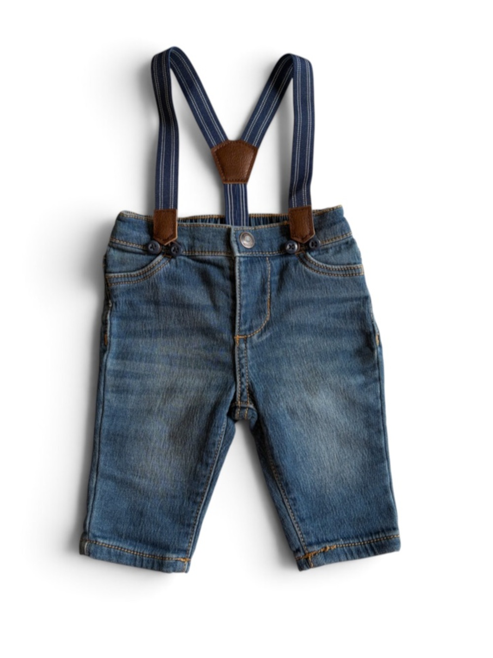 Overall Suspender Jeans Size 3 Months Adjustable Straps NWOT Blue